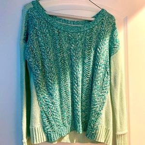 American Eagle Knit Sweater - Mint Green/Light Teal Two-Tone